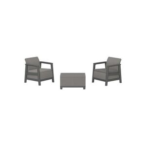 Imagine Set mobilier balcon Keter Scandi Linea, fotolii cu masa, gri montan grafit