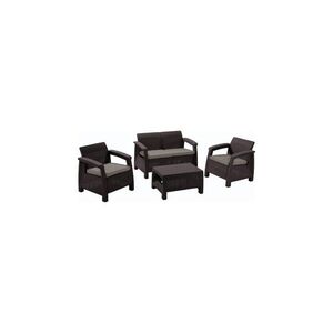 Imagine Set mobilier gradina Keter Corfu 4 persoane, canapea + 2 fotolii + masa, maro taupe