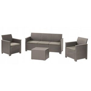 Imagine Set mobilier gradina Keter Elodie 5 locuri, canapea + fotolii + masa cu depozitare, cappuccino