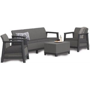 Imagine Set mobilier gradina Keter Scandi Linea 5 locuri, canapea + fotolii + masa, gri montan grafit