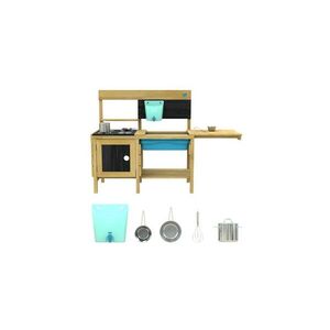 Imagine Bucatarie de gradina pentru copii, TP Toys, lemn natural, set cu accesorii, 98x40x96cm