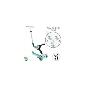 Imagine Trotineta globber go up active 3 in 1, cu maner de impins, scaun si ghidon ajustabile, roti cu lumini led, culoare verde
