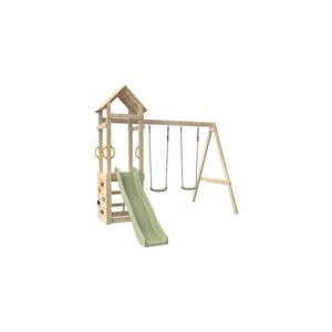 Imagine Complex de joaca cu platforma, tobogan 240 cm, 2 leagane și perete de escalada