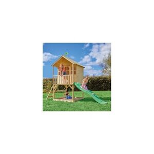 Imagine Garden house TP TOYS, HILLTOP, with platform with sandpit and slide, wood, natural