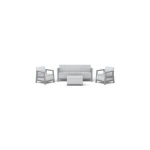 Imagine Set mobilier gradina Keter Scandi Linea cu canapea 3 locuri, 2 fotolii si masuta, gri deschis/bej