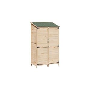 Imagine Magazie de gradina din lemn natural 106, 5 x 56 x 176 cm lemn de brad solid