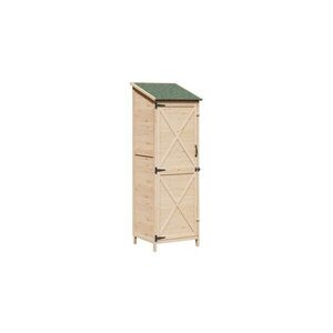 Imagine Magazie de gradina din lemn natural 59, 5 x 56 x 176, 5 cm