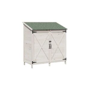 Imagine Magazie de gradina din lemn alb 106 x 56 x 113, 5 cm lemn de brad solid