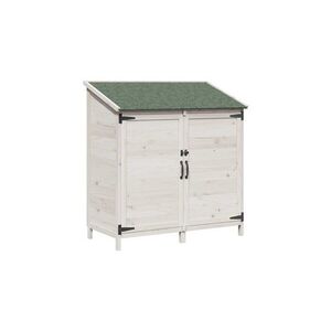 Imagine Magazie de gradina din lemn alb 106, 5 x 56 x 113, 5 cm lemn de brad solid