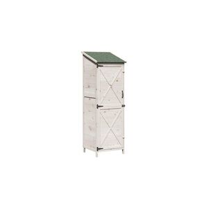 Imagine Magazie de gradina din lemn alb 59, 5 x 56 x 176, 5 cm lemn de brad solid