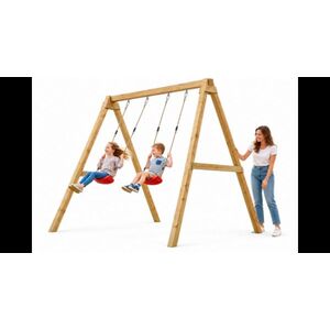 Imagine Complex de Leagane din lemn Max-Play Swing, pentru 2 copii, cu sezuturi reglabile Fungoo
