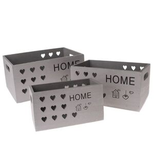 Imagine Set lădițe din lemn Home, 3 buc., gri