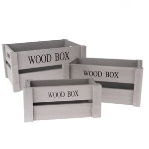 Imagine Set lădițe din lemn Wood Box, 3 buc., gri