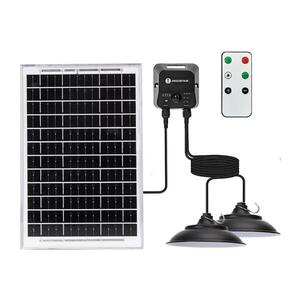 Imagine - Lustră solară LED cu senzor, 2xLED/35W/12V baterie 6000mAh, 6500K (alb rece), diam.15cm + telecomandă