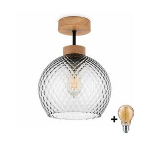 Imagine BRILAGI - LED lustru aplicat R GLASS 1xE27/60W/230V Ø 25 cm stejar/gri fumuriu