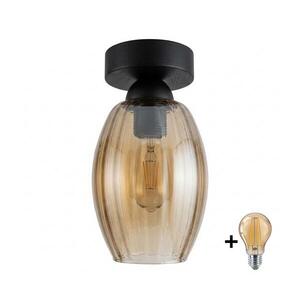 Imagine BRILAGI - Plafonieră LED R GLASS 1xE27/60W/230V Ø 17 cm negru/bej fumuriu
