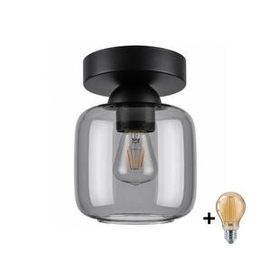 Imagine BRILAGI - Plafonieră LED R GLASS 1xE27/60W/230V Ø 14 cm negru/gri fumuriu