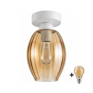 Imagine BRILAGI - Plafonieră LED R GLASS 1xE27/60W/230V Ø 17 cm alb/bej fumuriu
