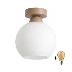 Imagine BRILAGI - Plafonieră LED RETRO GLASS 1xE27/60W/230V, diametru 15 cm, bej/alb