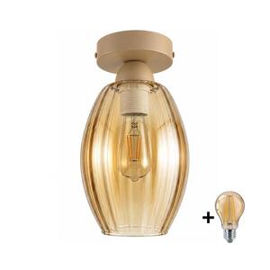 Imagine BRILAGI -LED Plafonieră R GLASS 1xE27/60W/230V Ø 17 cm bej/bej fumuriu