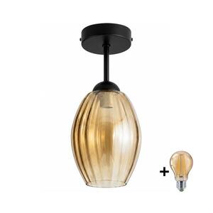 Imagine BRILAGI - lustră LED aplicată R GLASS 1xE27/60W/230V Ø 17 cm negru/bej fumuriu