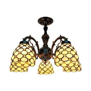 Imagine BRILAGI - Tiffany lustră din vitralii, montată pe tavan IVORY SMOOTH 5xE27/60W/230V Ø60 cm