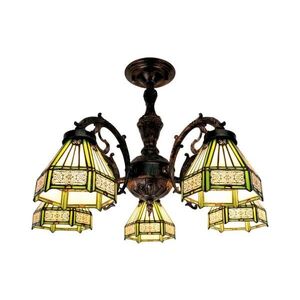 Imagine BRILAGI - lustru Tiffany cu vitralii aplicat EMERALD 5xE27/60W/230V diam. 60 cm