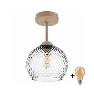 Imagine BRILAGI - LED Lustră aplicată R GLASS 1xE27/60W/230V Ø 18 cm bej/gri fumuriu