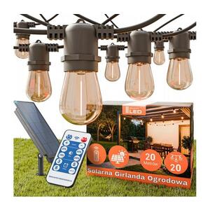 Imagine Ghirlandă decorativă LED solară reglabilă 20xE27/3V USB 2400 mAh 20, 62 m IP65 negru + telecomandă