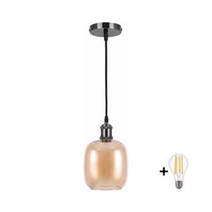 Imagine BRILAGI -LED Lustră pe cablu RETRO GLASS 1xE27/60W/230V Ø 14 cm negru/maro fumuriu