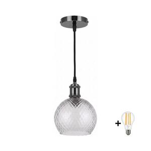 Imagine BRILAGI - Lustră LED pe cablu RETRO GLASS 1xE27/60W/230V Ø 25 cm negru/gri fumuriu