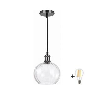 Imagine BRILAGI - Lustră LED pe cablu RETRO GLASS 1xE27/60W/230V Ø 25 cm negru/transparent