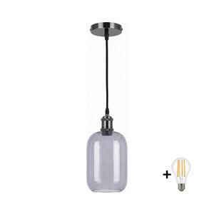 Imagine BRILAGI -LED Pendul pe cablu RETRO GLASS 1xE27/60W/230V Ø 14 cm negru/gri fumuriu