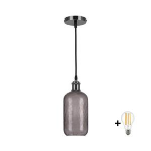 Imagine BRILAGI -LED Lustră pe cablu RETRO GLASS 1xE27/60W/230V Ø 14 cm negru/gri fumuriu
