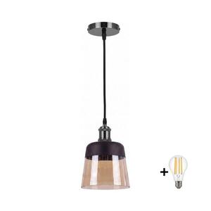 Imagine BRILAGI -LED lustra suspendată pe cablu R GLASS 1xE27/60W/230V diametru 15, 5 cm negru/bej fumuriu