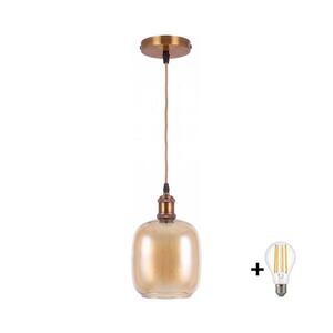 Imagine BRILAGI -LED Lampă suspendată pe cablu RETRO GLASS 1xE27/60W/230V Ø 14 cm auriu/maro fumuriu