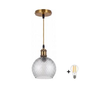 Imagine BRILAGI - Candelabru LED pe cablu RETRO GLASS 1xE27/60W/230V Ø 25 cm auriu/gri fumuriu