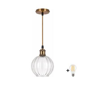 Imagine BRILAGI - LED lustră suspendată pe cablu RETRO GLASS 1xE27/60W/230V Ø 18 cm auriu/clar