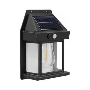 Imagine Aplică de perete solară cu senzor, LED, 3, 7V 600 mAh, IP44, neagră
