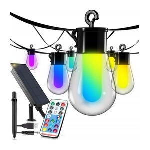 Imagine Ghirlandă decorativă solară LED RGB 15x LED/18 funcții USB 6 m IP44 neagră