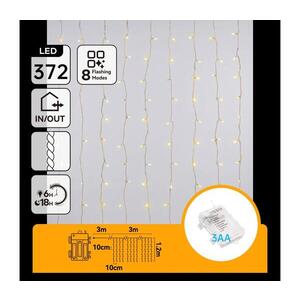 Imagine - LED ghirlandă de exterior pentru Crăciun 372xLED/8 funcții 3xAA 6x1, 2m IP44 alb cald