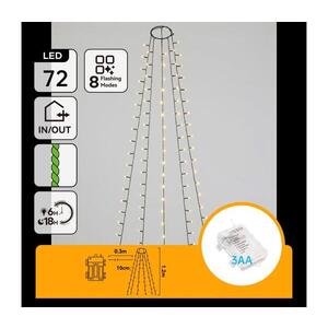Imagine - Ghirlandă de Crăciun LED pentru exterior, 72 LED, 8 funcții, alimentare 3xAA, 1, 2 m, IP44, alb cald