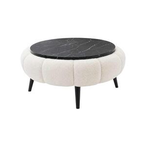 Imagine Masă de cafea FELPO Ø 60 cm negru/alb/decor marmură