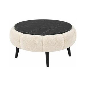 Imagine Masă de cafea FELPO, Ø 60 cm, negru/crem/decor marmură