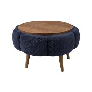 Imagine Măsuță de cafea FELPO, diametru 60 cm, albastru/nuc
