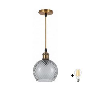 Imagine BRILAGI -LED Lustră pe cablu RETRO GLASS 1xE27/60W/230V Ø 18 cm auriu/gri fumuriu