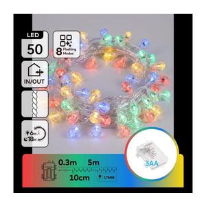 Imagine - LED șir de lumini de Crăciun pentru exterior 50xLED/8 funcții 3xAA 5, 3m IP44 multicolor
