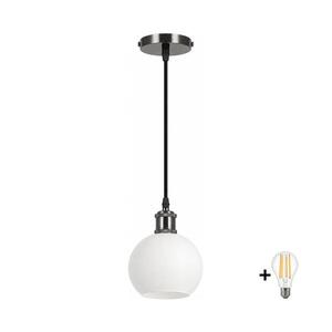 Imagine BRILAGI - lustra LED suspendată pe cablu RETRO GLASS 1xE27/60W/230V Ø 15 cm negru/alb
