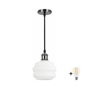 Imagine BRILAGI - LED lustra pe cablu RETRO GLASS 1xE27/60W/230V Ø 20 cm negru/alb