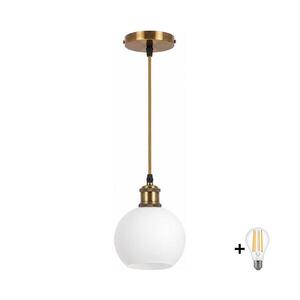 Imagine BRILAGI - Lustră LED pe cablu RETRO GLASS 1xE27/60W/230V Ø 15 cm auriu/alb